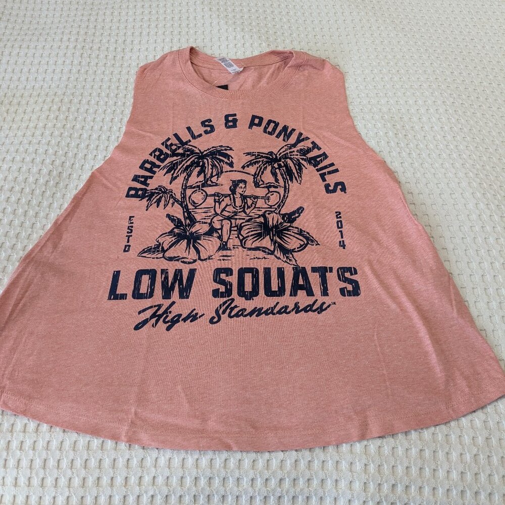 Barbells And Ponytails "Beach" Crop Racer Tank Top L